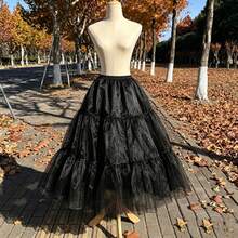 Rok Dalam Hitam 80cm, 2/4 Lapisan Tulle Kristal + Lapisan Dalam, Penyangga Rok Balet Lolita Pernikahan Tanpa Tulang yang Lembut - MultiWarna - View 7
