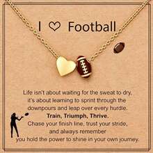1件 I Love Football 吊墜項鍊，金色細鏈運動風項鍊，給足球迷和運動員的珠寶禮物 - 彩色 - 查看 1