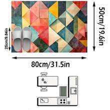 1 Buah Karpet Persegi Panjang Beludru Kristal Bergaya Seni Modern Motif Segitiga Geometris Patchwork Aneka Warna, Detail Gradien Cat Air, Dapat Dicuci dengan Mesin, Cocok untuk Dekorasi Rumah Ruang Tamu dan Kamar Tidur, Penggunaan Sepanjang Musim, Dekorasi Rumah yang Estetis - MultiWarna - View 16