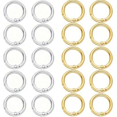 10/20/30pcs Flat Trigger Spring Buckle Rings, Metal Key Rings, Round Buckle Rings, Suitable For Keychains, Bags, Wallets - Keychain Hook Replacement Key Rings DIY Handmade