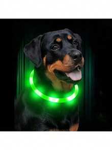 Rechargeable Pet Glowing Collar, 4 Modes: Steady, Fast Flash, Slow Flash, Flowing, Suitable For Pet Night Outings, Adjustable Size - Multicolor - View 6