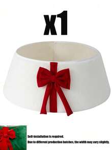 Artificial Christmas Tree Collar, Green Christmas Tree Skirt With Large Red Bow, Suitable For Christmas Party, Tree Decoration And Holiday Home Decor, Perfect Christmas Accessory - one-size - View 14