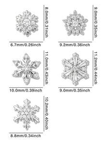 5pcs Gold & Silver Rhinestone Christmas Snowflake Nail Art Decorations, Assorted Zirconia Snowflake Nail Gems, Minimalist Versatile Y2K Metal Rhinestones, Multi-Functional DIY Nail Decor Accessories, False Nail Art Supplies - Multicolor - View 11