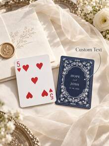 1pc Personalized Custom Name Date Wedding Poker Cards, Vintage Black Floral Back Playing Cards, Wedding Favor Gift For Couples, Party Game Home Decor - Multicolor - View 4