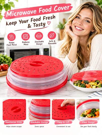 Silicone Microwave Splash Guard, Food And Fruit Draining Microwave Cover, Microwave Food Cover, Microwave Plate Cover, Microwave Lid, Kitchen Supplies, Kitchen Accessories, Wedding Decor, Birthday Decor, Birthday Gift, Tabletop Decor
