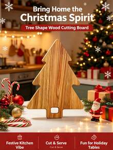 1PC Cutting Board, Cheese Board, Chopping Board, Kitchen Accessories, Kitchen Decor, Wooden Board, Wooden Cutting Board, Christmas Tableware, Christmas Table Decor, Christmas Decorations, Charcuterie Board, Tableware, Cheese Platter, Autumn Home Decor, Kitchen Utensils, Wooden Kitchen Accessories, Christmas Tree Shaped Design, Festive Atmosphere, Suitable For Cutting Various Meats, Vegetables, Fruits, Cheeses, Suitable For Home Purchase And Use, Suitable For Christmas And Other Holidays - View 4