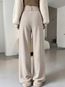 Autumn Wool French Design Niche Straight Leg Suit Pants High Waist Elegant Luxury Professional Christmas Office - Khaki - View 8