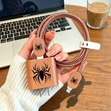 Spider Pattern Data Cable Protector, Compatible With Apple 18W/20W Charger, Prevents Cable Breakage And Tangling, Say Goodbye To Messy Cables - Portable - Perfect Gift For Friends - Multicolor - View 4