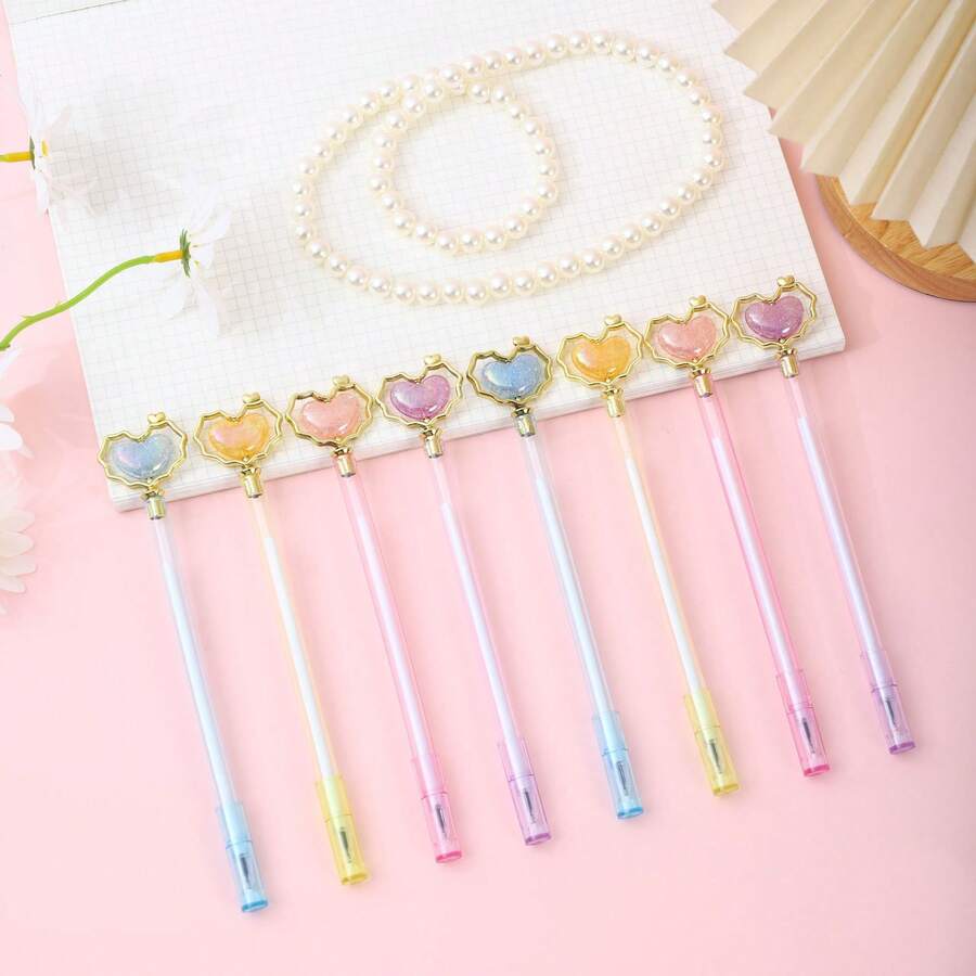 4PCS Heart-Shaped Beads Neutral Pens, Cute Highly Attractive Design Gift Pens, Signature Pens, Student Stationery - Multiple Styles - View 1