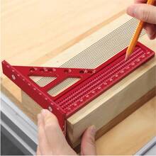 Multi Angle Triangular Ruler With Hidden Pin, Elongated Woodworking Square Ruler, Aluminum Alloy Marking Scale, T-Shaped Ruler For Marking Holes, 45/90 Degree Protractor, Drawing Marking Square Ruler, Measuring Tool - Extended - View 5
