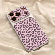 Autumn/Winter Pink Leopard Print Large Window Phone Case Compatible With Iphone 18 Pro Max 15 14 13 Full Coverage Soft - Pink - View 1