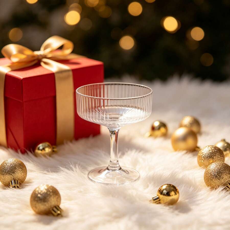 Transparenta räfflade plastmartiniglas | Oknäckbara och återanvändbara kraftiga glas med fot, perfekta för cocktails, margaritas, whisky, bar, fest och bröllop - Multifärgad - Visa 1