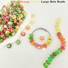 31/51/101 Pieces European-Style Large-Hole Beads-Mixed-Color, Assorted-Style Spacer Beads-Suitable For DIY Beaded Keychains, Necklaces, And Bracelets. - Orange Yellow Green - View 4