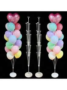 70/130/160cm Adjustable Balloon Column Stand Set, Reusable Balloon Rack With Sturdy Base And Support Rods, Easy Assembly, Suitable For Birthday, Wedding, Engagement, Anniversary, Summer And Christmas Celebration Party Decorations - Multicolor - View 1