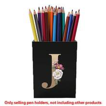 Acrylic Makeup Brush Storage Case Pen Holder Desktop Office Pen Box Study Stationery Organizer Box Dressing Table Storage Brush Holder Suitable For Home School Office Holiday Gift Initial Name 26 Letters Pattern - Black - View 14