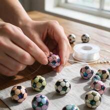 10/20pcs 16mm Mixed-Color Soccer-Shaped AB-Finish Acrylic Beads – Perfect For Stylish, Fun Bracelets And Craft Projects - Multicolor - View 4