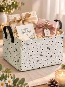 Rectangular Daisy Storage Basket,Collapsible Gift Basket With Handles,Books Box, Room Decor,Can Store Clothes, Cosmetics, Books, And Other Miscellaneous Items,Suitable For Bedroom, Bathroom, Kitchen, Office And Other Uses,Christmas Gift, Halloween Gift For Family And Friends - Multicolor - View 2