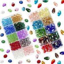 10 Grids Mixed Color Faceted Water Drop Glass Beads Kit, DIY Craft Beads For Earring Pendant Jewelry Making - A - View 1