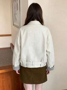 Premium Stand Collar Short Trench Coat Women's Autumn New Casual Niche Jacket - White - View 10