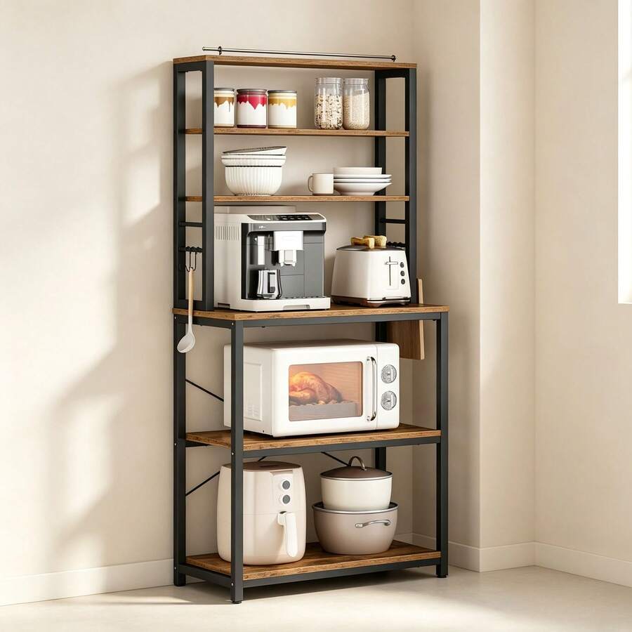 Storage Island & Carts - Rustic Café + Black. - View 1
