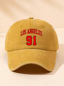 MAKEFGE 1pc Unisex Outdoor Casual Fashion Soft Comfortable Washed Distressed Vintage LOS ANGELES91 Graphic Print Adjustable Size Minimalist Black Multi-Color Curved Brim Baseball Cap Suitable For Daily Wear, Travel, Holiday Gift, Party Street - A - View 14
