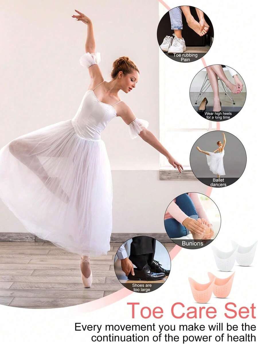 1 Pair/2 Pairs Soft Silicone Toe Pads, Ballet Shoe Insoles, Foot Care Tool, Toe Protection For Dancing Women