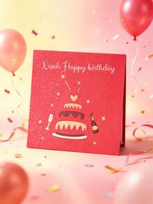 1pc Customized Text 3D Pop-Up Greeting Card, Creative Premium Card For Holiday Party Birthday, Floral Decoration Message Card - Single Piece - View 5