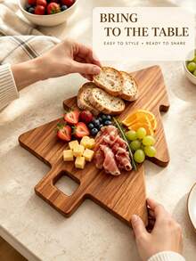 1PC Cutting Board, Cheese Board, Chopping Board, Kitchen Accessories, Kitchen Decor, Wooden Board, Wooden Cutting Board, Christmas Tableware, Christmas Table Decor, Christmas Decorations, Charcuterie Board, Tableware, Cheese Platter, Autumn Home Decor, Kitchen Utensils, Wooden Kitchen Accessories, Christmas Tree Shaped Design, Festive Atmosphere, Suitable For Cutting Various Meats, Vegetables, Fruits, Cheeses, Suitable For Home Purchase And Use, Suitable For Christmas And Other Holidays - View 2