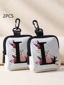 1/2pcs Letter Print Mini Coin Purse, Zipper Closure Small Pouch With Swivel Hook For Earphones Coins Keys Small Items, Can Hang On Backpack - Multicolor - View 17