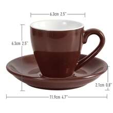 80 Ml Brown Porcelain Espresso Cup With Saucer, Shot Cup For Strong Espresso For Home Use - Brown - View 3
