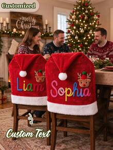 Customized Christmas Chair Covers, Personalized Name Chair Decor, Unique Holiday Gift, Christmas Home Decor, Family Party Accent, Christmas Party Table Decor - Multicolor - View 3