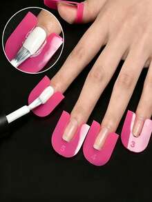 Nail Polish Anti-Spill Model Clip, Nail Edge Gradient Print French Manicure Tool - Pink - View 6