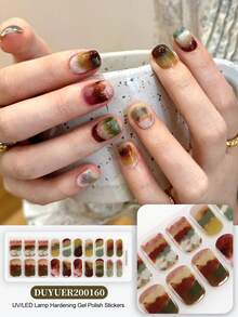 Christmas Semi Cured Gel Nail Strips, 20Pcs Long Lasting Salon Quality Wraps, Easy Apply & Remove Gel Nail Stickers With UV Light - Multicolor - View 8