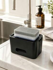 1 buah Kotak Dispenser Sabun Tekan Multifungsi, Warna Solid Abu-abu & Putih, Bahan Plastik, Gaya Minimalis, Cocok untuk Semua Musim, Penggunaan Dewasa, Rak Penyimpanan Sabun Cuci Tangan di Meja Dapur Kamar Mandi, Organizer Penyimpanan Wastafel Rumah - Putih - View 13