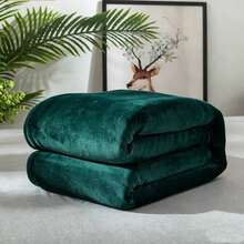 Solid Color Flannel Blanket 100% Polyester High Grammage High Density For Extra Comfort And Warmth - Dark Green - View 2
