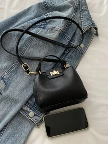 Dedoo New Fashion Casual Latch Handbag, Suitable For Party, Outing, Shopping And Daily Use, - Black - View 6