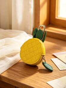 CHARM INFINITE Creative Pineapple Shaped Mini Coin Purse Keychain, Faux Leather Zipper Mini Storage Bag Pendant, Can Be Hung On Backpack, Handbag, Portable Carabiner Accessory, Exquisite Christmas Surprise Gift For Women And Girls - Yellow - View 4
