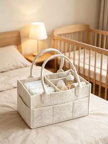 Felt Multi-Functional Tote Storage Bag/Tool Bag/Laundry Basket, Clothes Diaper Powder Cosmetics Toys Miscellaneous Items Organizer, Large Capacity Foldable Collapsible With Handle, Suitable For Home Bedroom Nursery Closet - Multicolor - View 10