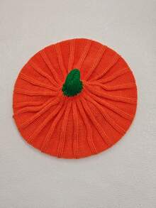 1pc Cute Pumpkin Hat, Women's Knitted Pumpkin Beanie, Soft & Warm, Elastic & Comfortable, Suitable For Halloween Party And Autumn/Winter Holiday Accessory - Multicolor - View 9