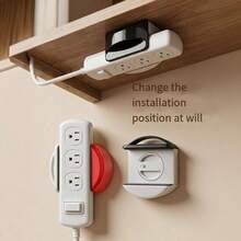 2 Pieces No-Drill Suction Cup Wall-Mounted Shelf, Extendable Multi-Functional Wall Power Strip And Phone Holder Bracket, Suitable For Power Strips, Remotes, And Home Kitchen Or Bathroom Accessories - Multicolor - View 3
