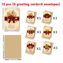 12/24/36/48Pcs Foldable Christmas Greeting Cards With Envelopes, 6 Designs Snow Paw Print Dark Navy Winter Scene Scarf Mittens Lantern Gift Box Pattern, Blank Folded Holiday Note Cards For Pet Lovers Seasonal Greetings - Multicolor - View 7