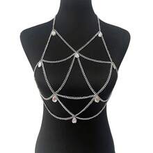 1pc Influencer Style Luxury Cross Metal Chest Chain, Thin Layered Design, Sexy Party Atmosphere Accessory Body Chain - Multicolor - View 9