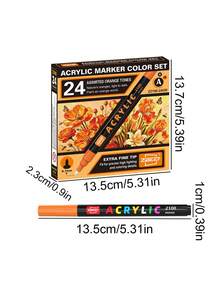 24 Colors/Box Creative Water-Based Paint Markers, Suitable For Doodling And Painting On Different Surfaces, Portable Multicolor Marker Set For Artists,School,A Gift For Friends - Sets - View 2