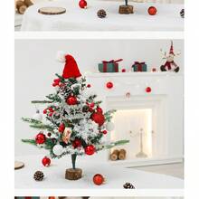 1pc Warm Forest Style Red And White Color Scheme Pointed Conical Tree Shape Santa Hat Ball Pinecone Snowflake Letter Sign Detail Table Atmosphere Tree For Christmas Desk Display Front Counter Scene Home Dining Table Decoration Holiday Gift - Multicolor - View 5
