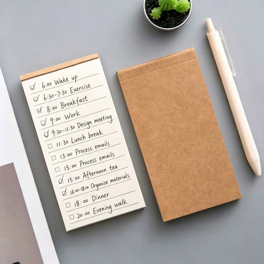 Vintage Kraft Paper Tear-Off Memo Pad, To-Do List Planner, Pocket Notebook, Daily Checklist, Memo Notepad, Student Office Memo, Lined Blank Small Notebook - Multicolor - View 1