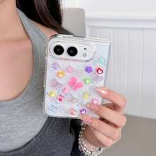 1pc Foldable Epoxy Floral World Butterfly Full Coverage Phone Case Compatible With Apple Duo - Multicolor - View 2