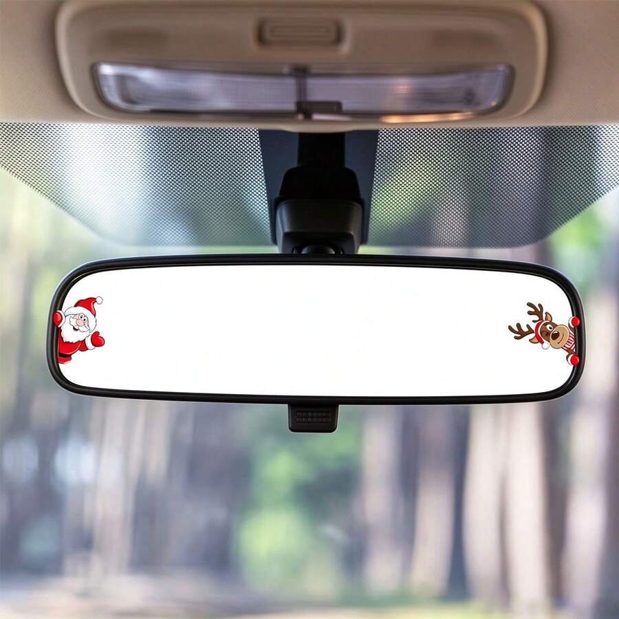 Miếng dán gương chiếu hậu xe ô tô hình ông già Noel và tuần lộc Giáng sinh, phù hợp cho mọi dịp, tạo không khí lễ hội cho trang trí Giáng sinh, dễ tạo không khí, dùng cho ô tô, xe máy, cửa và cửa sổ - A - Xem 1