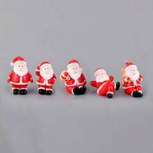 6/4/2/1pc Christmas Mini Decorations, Mini Santa Claus Resin Figurines, Christmas Party Decor - / - View 10