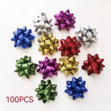 30/50/100/200 Christmas Gift Bows, 2-Inch/3-Inch New Year Ribbon Bows, Self-Adhesive Small Gift Bows For Packaging, Various Star-Shaped Metal Bows (In Random Colors) - Bow Star Flower - View 7