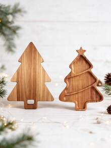 1pc Wooden Cutting Board, Chopping Board, Christmas Tree Tray, Cheese Tray, Christmas Tree Tray, Christmas Holiday Decoration, Christmas Gift. - View 14